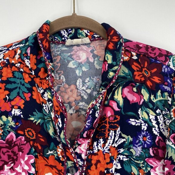 Anthropologie Floreat Size Small Silky Sleep Floral Top Colorful Satin Viscose - Picture 12 of 13
